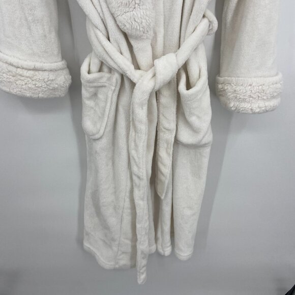 SAKS FIFTH AVENUE White Super Soft Cozy Wrap Robe Size Small - Picture 4 of 8